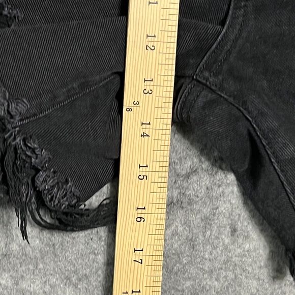 INSANE GENE CROSSOVER High Waist Jeans Shorts Women's S Black Distressed - Picture 8 of 17